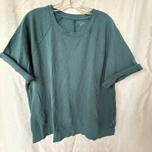 Athleta (altered) Short Sleeve Sundown Sweatshirt Tee TEAL GREEN